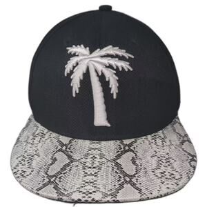 BLVD Supply Snapback Hat Black White OS Palm Tree Snakeskin Embroidered Wool